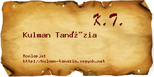 Kulman Tanázia névjegykártya